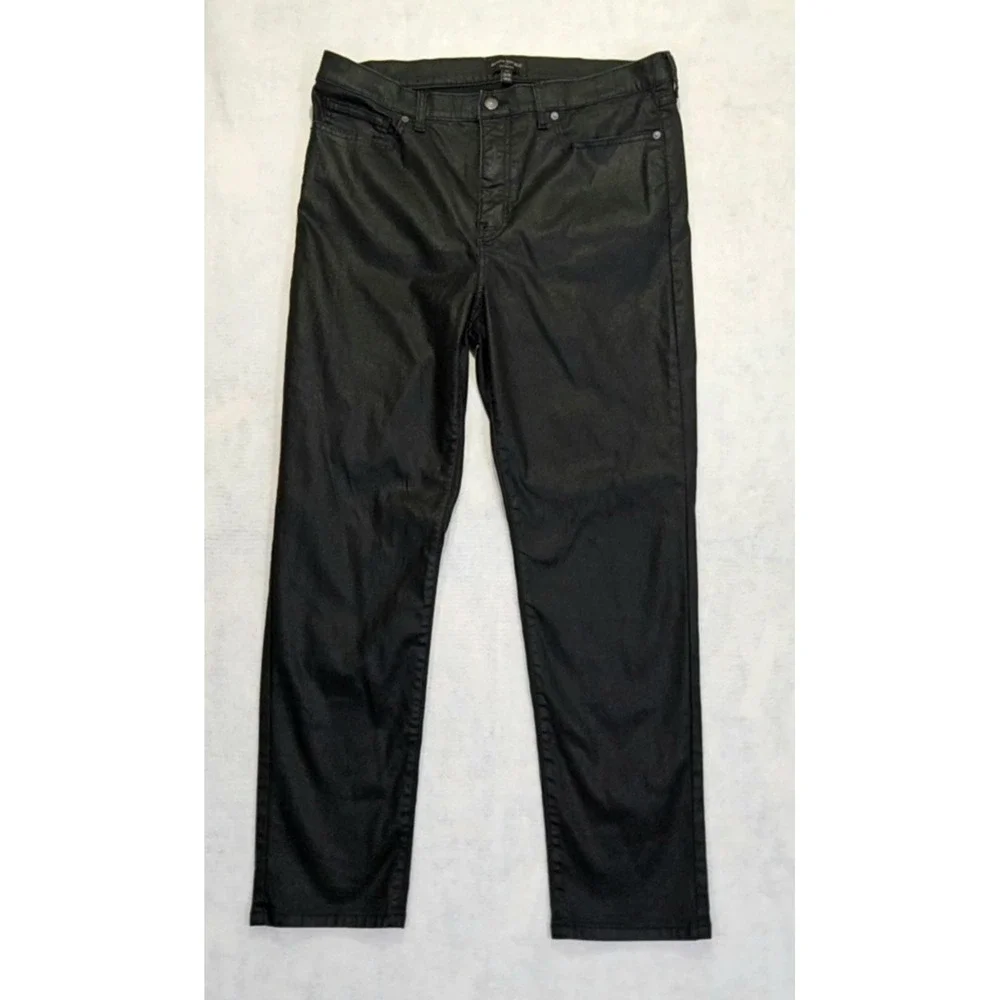 Banana Republic Womans Jeans 33 /‎ 16 Slim Coated Black Waxed Straight High Rise